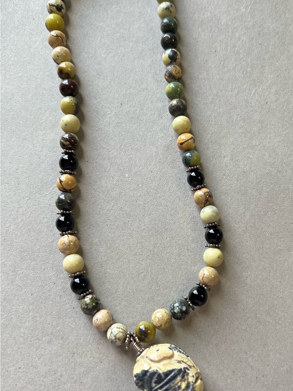 Handcrafted Multicolor Jasper Beaded Necklace with Pendant